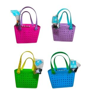 Easter Basket w/Charms Pink, Purple, Green & Blue Tote (Set of 4).